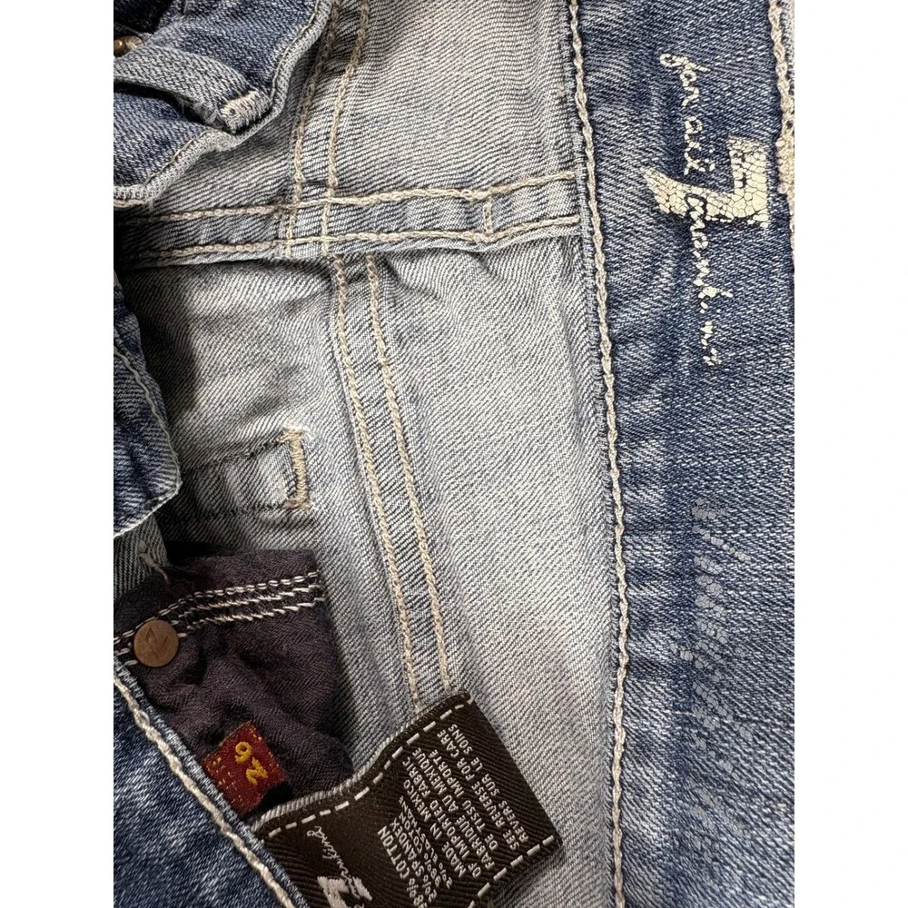 7 For All Mankind Jeans Womens 26 Blue Bootcut Stretch Lowrise Washed Y2k Flare